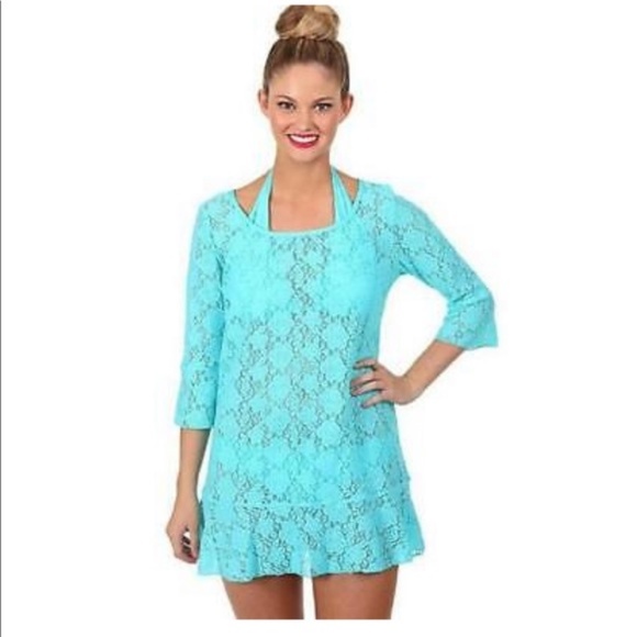 Betsey Johnson Other - Betsey Johnson Rare Swim Coverup Blue EUC Dress
